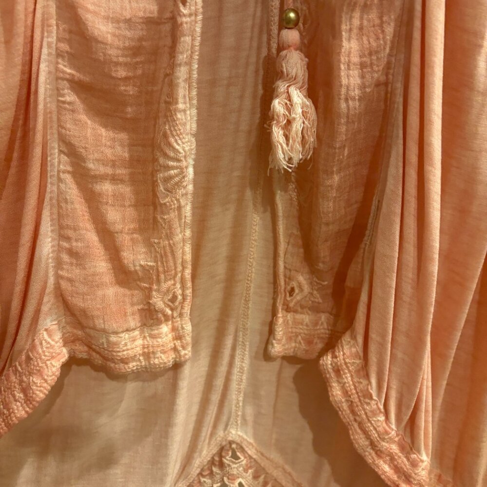 Free People Peach Duster, Sleeveless Open Tie Front Midi Dress/Cover Up - Medium - Picture 7 of 10